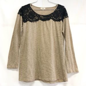 Umgee Lace Yoke Knit Top